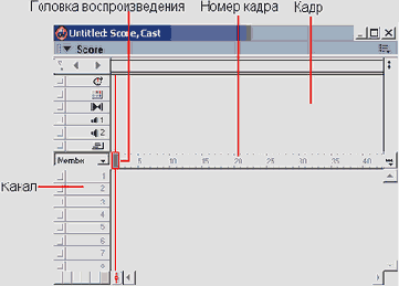 Окно Score с каналами кадрами
