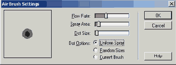 Окно Air Brush Settings