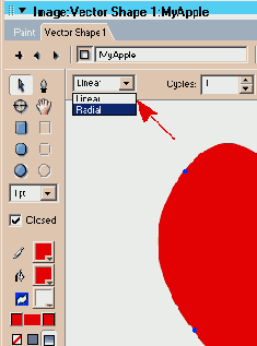 Ниспадающее меню Gradient Type