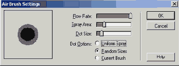 Диалоговое окно Air Brush Settings
