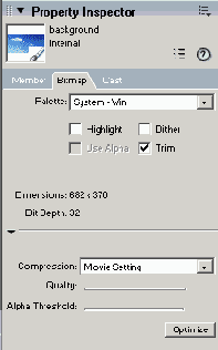 Property Inspector с вкладкой Bitmap